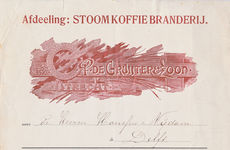 710270 Kop van een nota van P. de Gruijter & Zoon, Afdeeling: Stoomkoffiebranderij, [Biltstraat 26] te Utrecht. Nota ...
